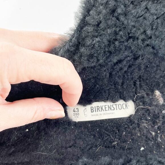 Birkenstock Kyoto Shearling Suede Leather Slide Sandals Black 43 / W M10 - Picture 7 of 9